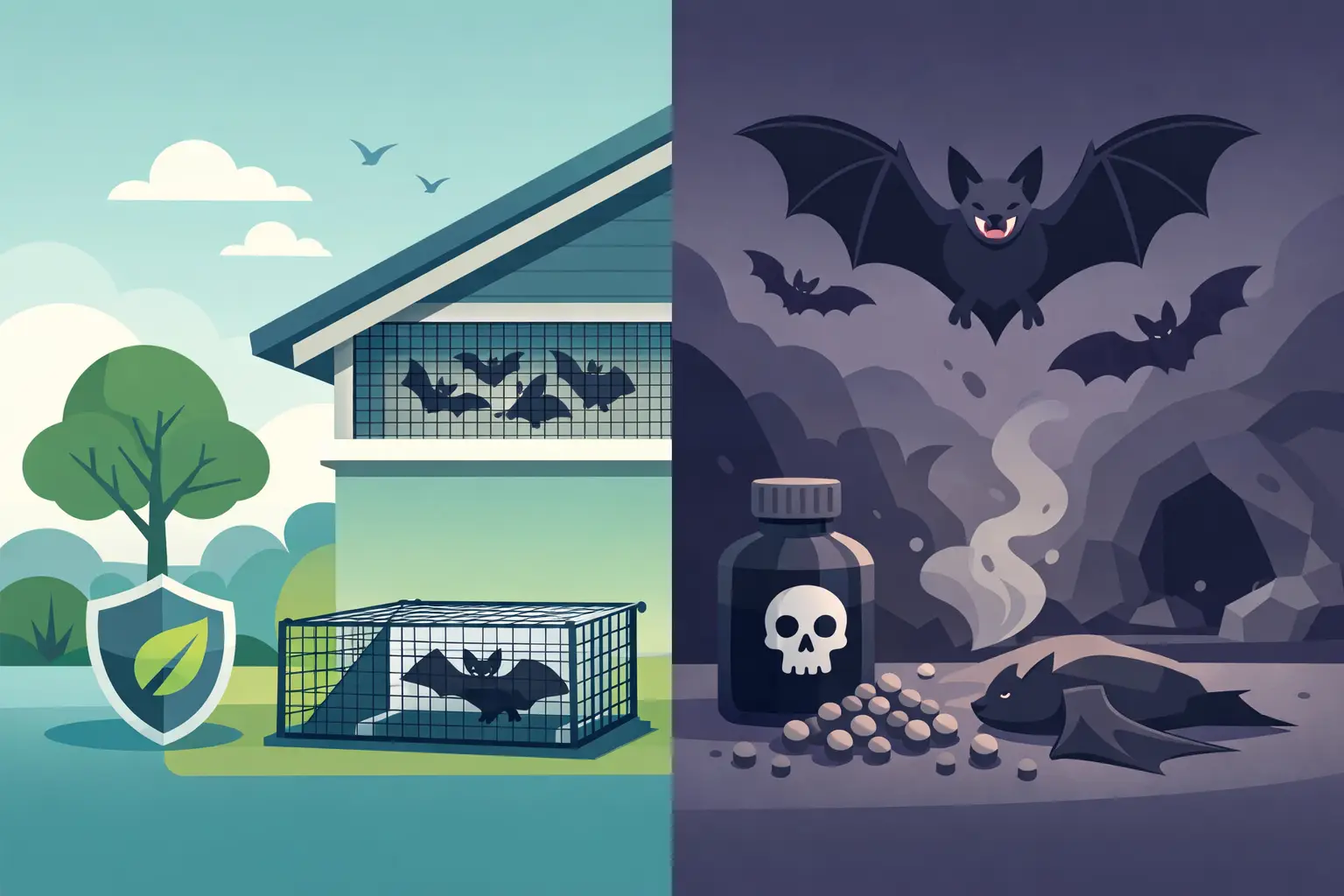 Humane Exclusion vs Bat Poison